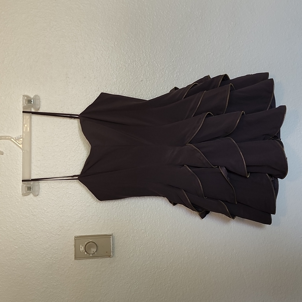 Zipper detail plum cocktail dress
